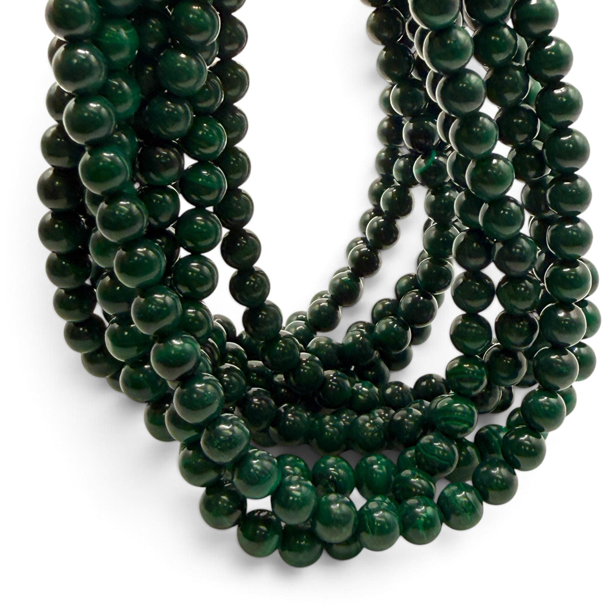 Dark Green Congo Malachite Beads From Africa - Subtle Banding - Natural Color - Smooth Round 8mm #B105