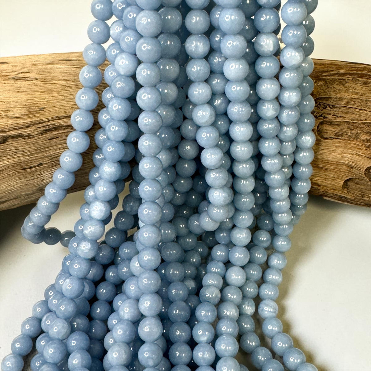 Peruvian Blue Angelite Bead - DIY Jewelry Making -Smooth Round 8mm (SKU-A101)