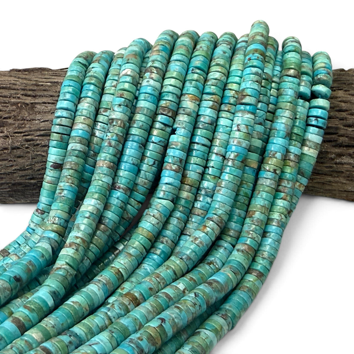 Arizona Turquoise Beads with Matrix - Green Blue - Untreated with No Dye or Color Enhancement - Heishi 6mm SKU#B408