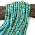 Arizona Turquoise Beads with Matrix - Green Blue - Untreated with No Dye or Color Enhancement - Heishi 6mm SKU#B408