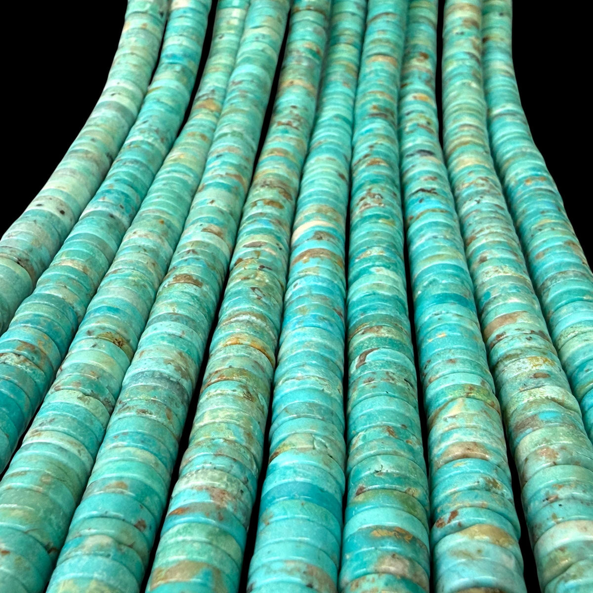 Robin-Egg Arizona Turquoise Beads - Caribbean Blue Green Color - Untreated with No Dye or Color Enhancement - Heishi 8mm SKU#B409