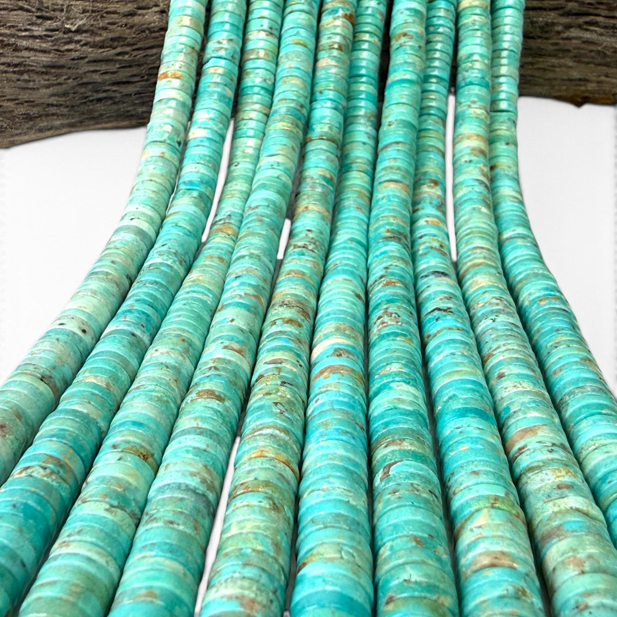 Robin-Egg Arizona Turquoise Beads - Caribbean Blue Green Color - Untreated with No Dye or Color Enhancement - Heishi 8mm SKU#B409