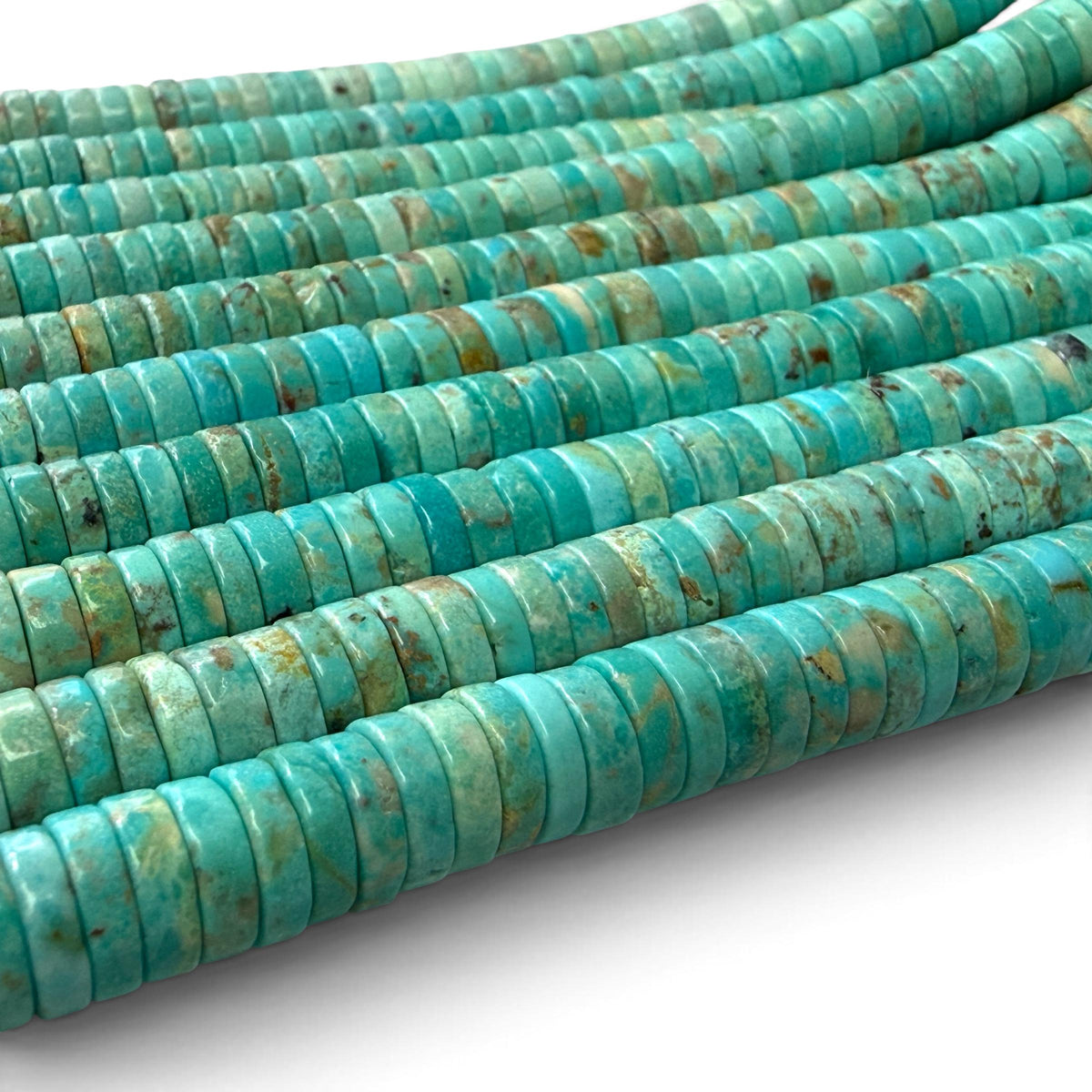 Robin-Egg Arizona Turquoise Beads - Caribbean Blue Green Color - Untreated with No Dye or Color Enhancement - Heishi 8mm SKU#B409