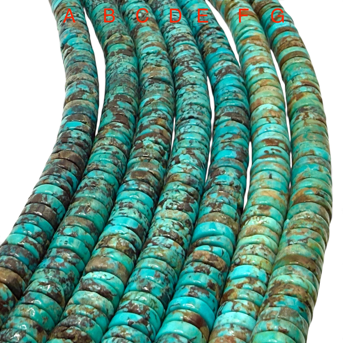 Spider-Web Arizona Kingman Turquoise Beads with Gorgeous Matrix  - Untreated with No Dye or Color Enhancement - Heishi 10mm SKU#B510