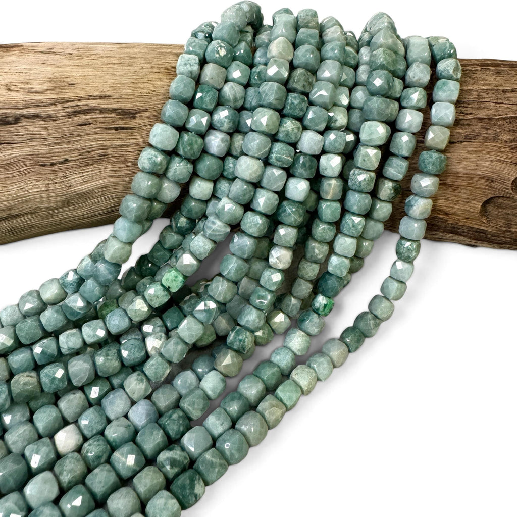 Royal Guatemala Jade Beads - Sourced From the Motagua Region of Guatemala - Faceted Cube 7mm