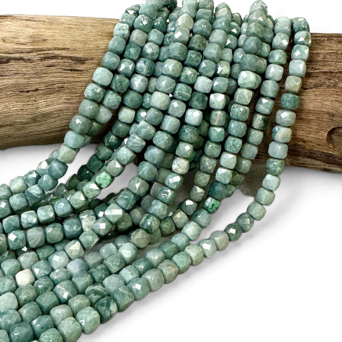 Royal Guatemala Jade Beads - Sourced From the Motagua Region of Guatemala - Faceted Cube 7mm
