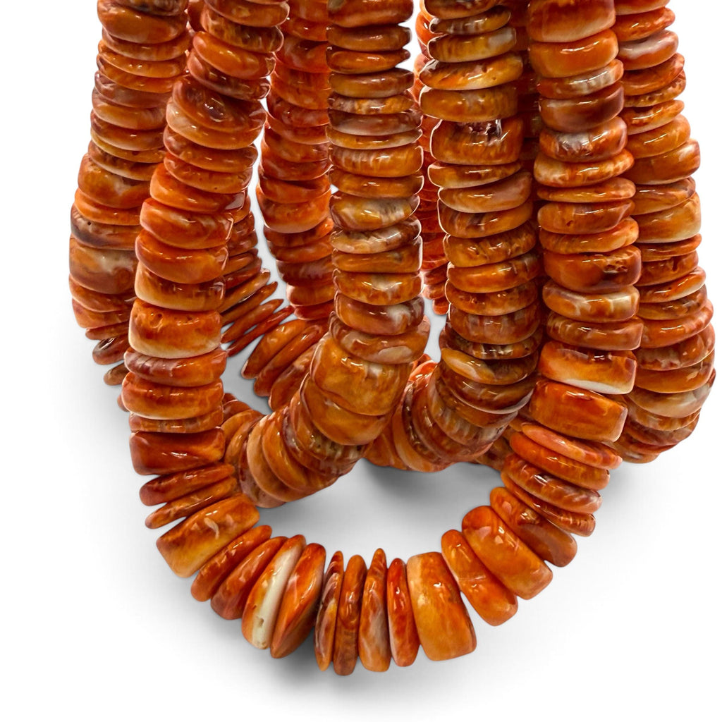 Graduated Dark Orange Spiny Oyster Shell Beads - Native American Style - Gigantic 8-18mm SKU#A102