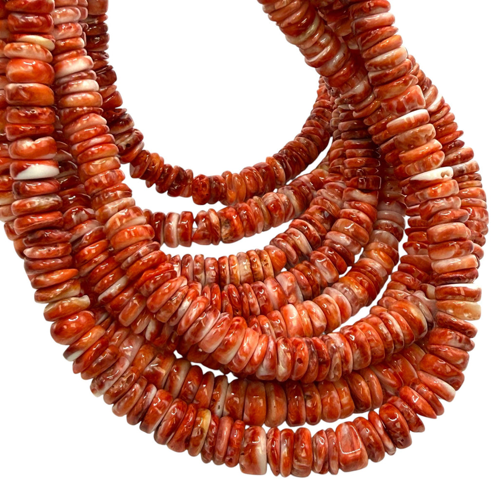 Dark Red Spiny Oyster Shell Beads Mexico - Native American Style - Men's Jewelry Making Supply -  Freeform Heishi 8mm #A112