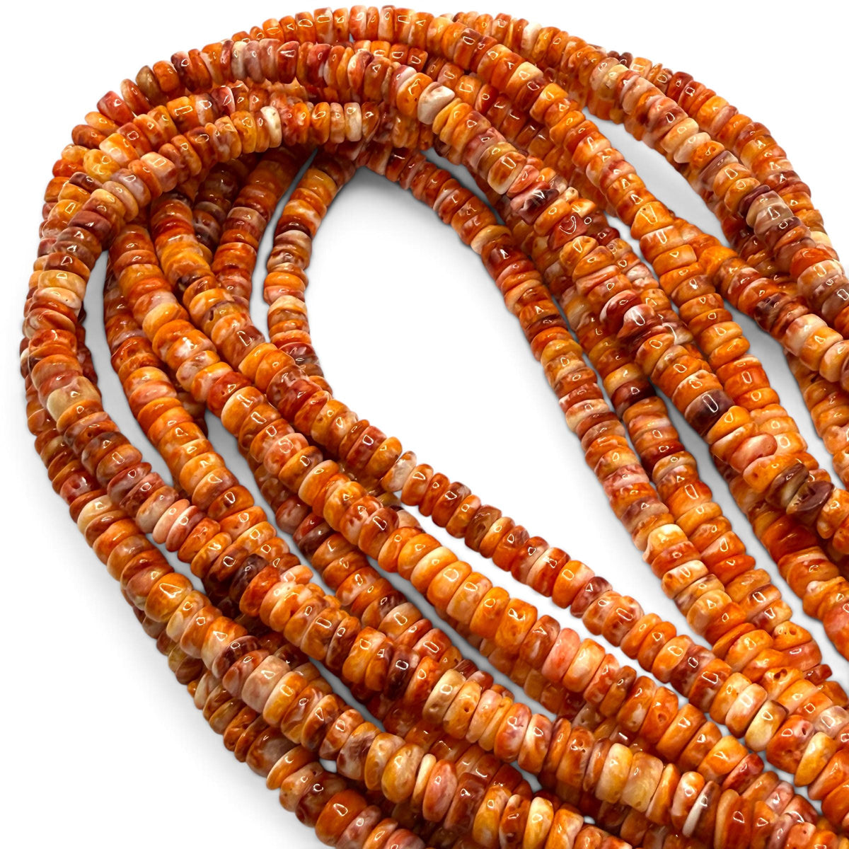 Dark Orange Spiny Oyster Shell Beads Mexico - Native American Style - Men's Jewelry Making Supply -  Freeform Heishi 7mm #A113