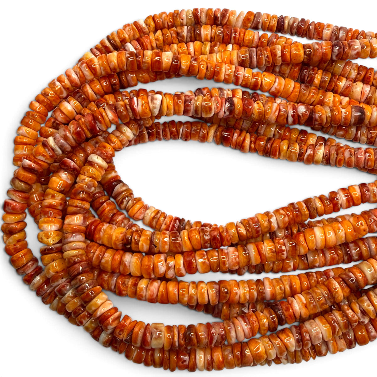 Dark Orange Spiny Oyster Shell Beads Mexico - Native American Style - Men's Jewelry Making Supply -  Freeform Heishi 7mm #A113