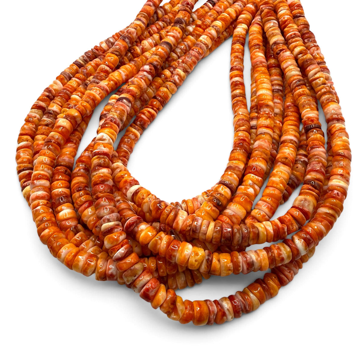 Dark Orange Spiny Oyster Shell Beads Mexico - Native American Style - Men's Jewelry Making Supply -  Freeform Heishi 7mm #A113
