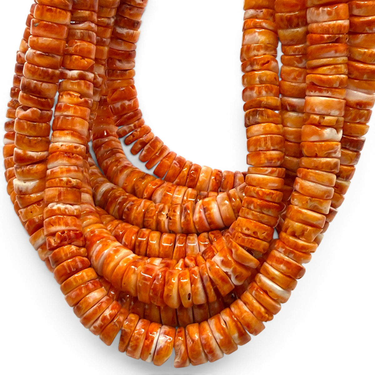 Dark Orange Spiny Oyster Shell Beads Mexico - Native American Style - Men's Jewelry Making Supply -  Freeform Heishi 10mm #A114
