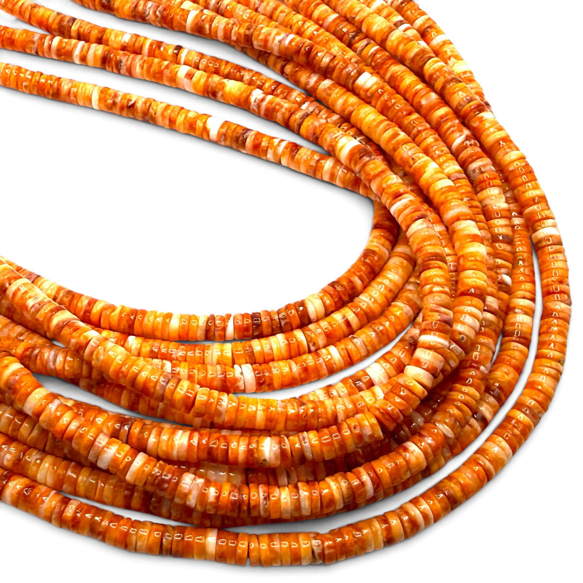 Orange Spiny Oyster Shell Beads Mexico - Native American Style - Men's Jewelry Making Supply - Multicolor Smooth Heishi 6mm #A112
