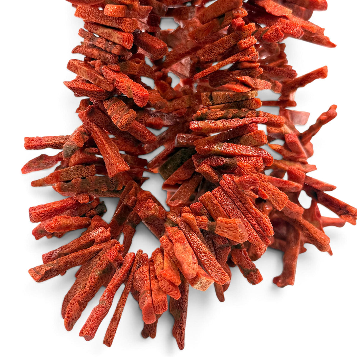 12-40mm Graduated Darkest Red Sponge Coral Beads - Indonesian Reef Origin - Natural Color Rough Cut - Freeform Top-Drilled Sticks #B218