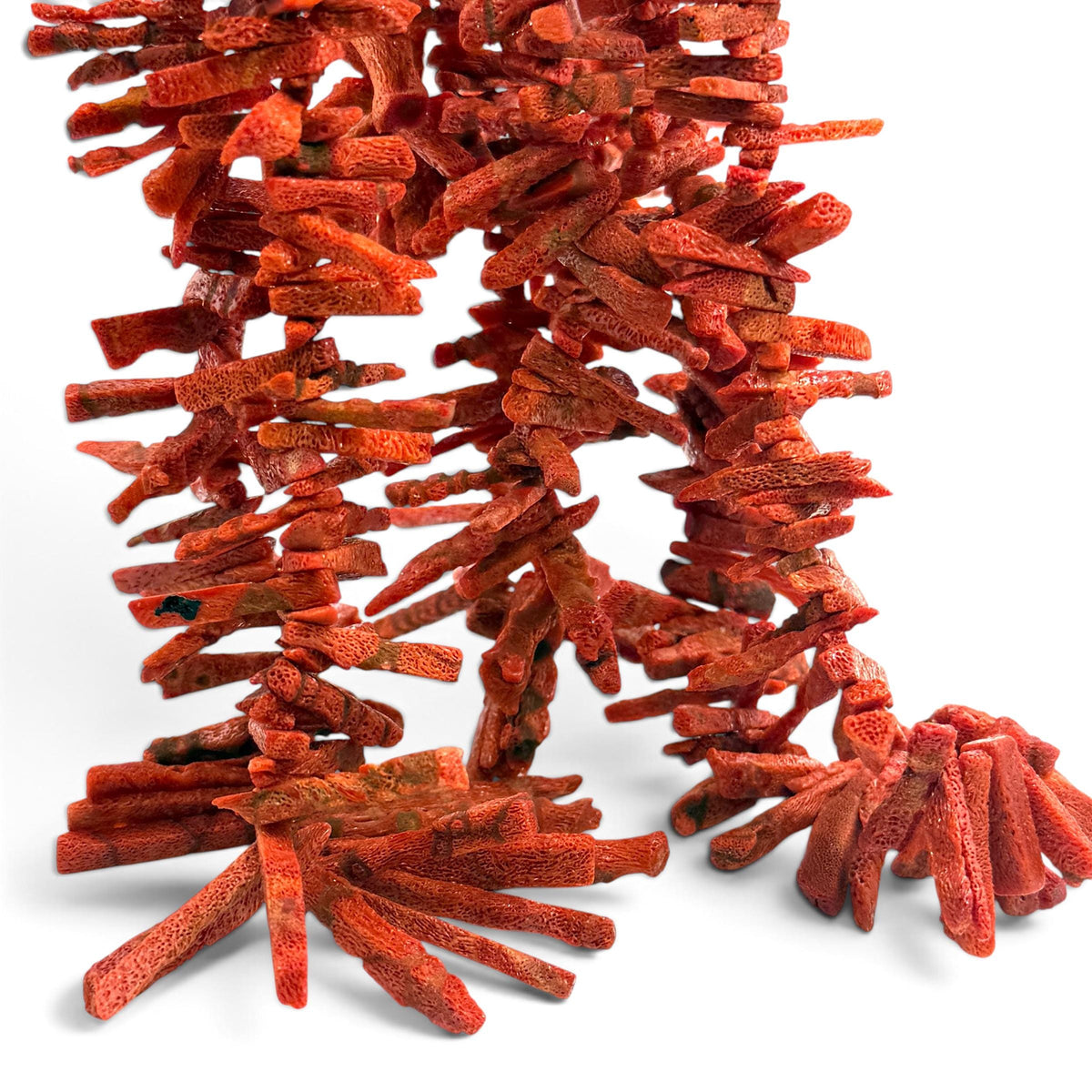 12-40mm Graduated Darkest Red Sponge Coral Beads - Indonesian Reef Origin - Natural Color Rough Cut - Freeform Top-Drilled Sticks #B218