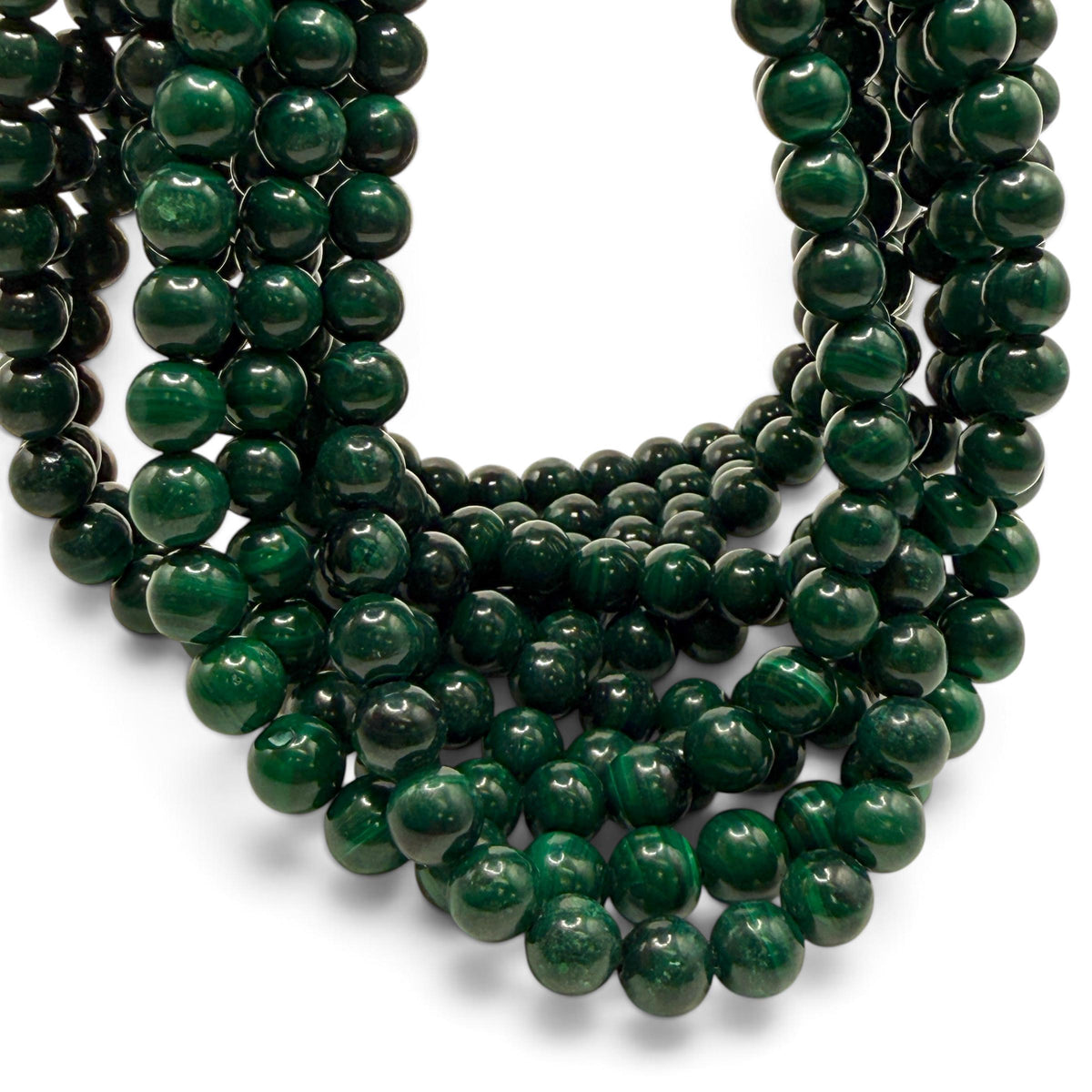 Dark Green Congo Malachite Beads From Africa - Subtle Banding - Natural Color - Smooth Round 8mm #B105