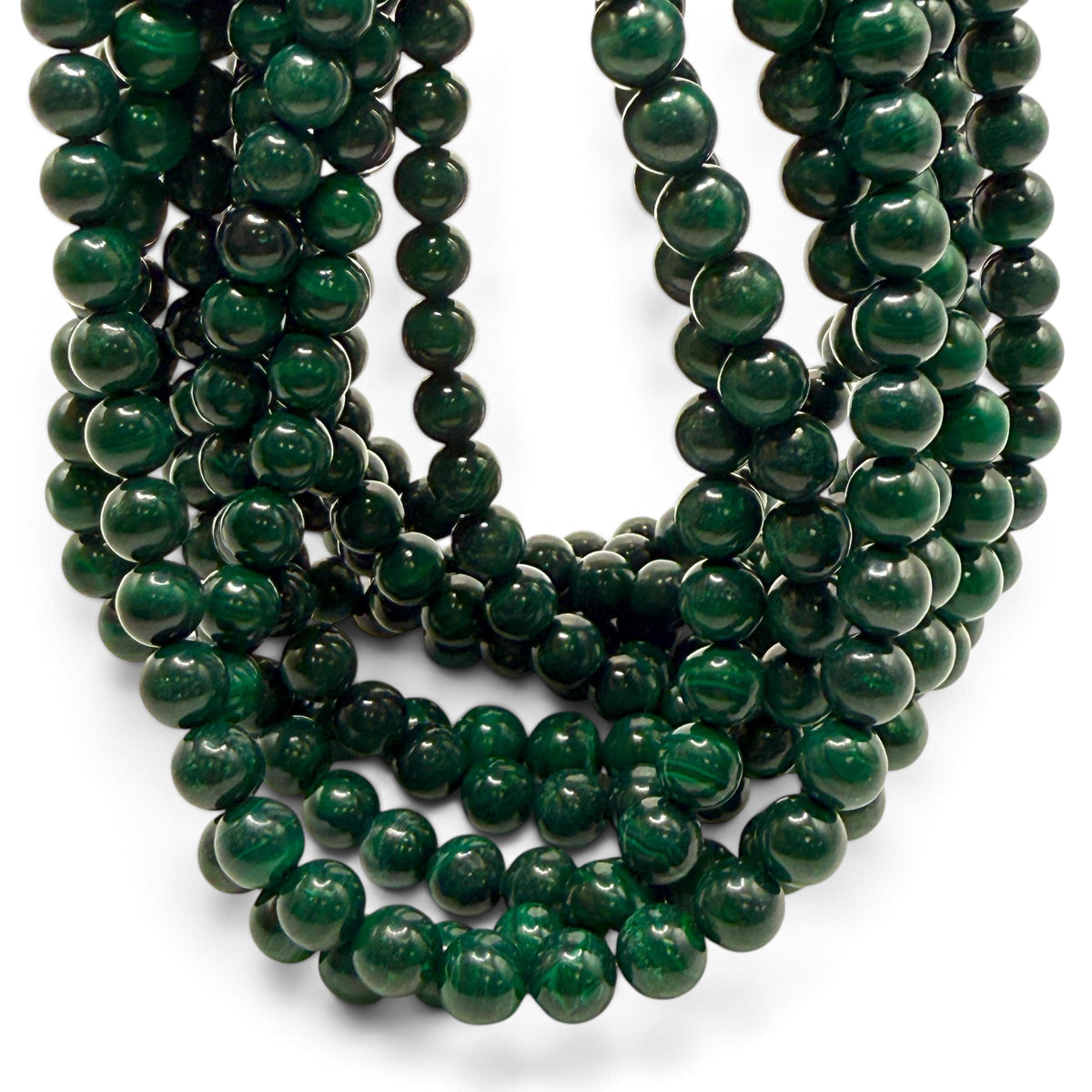 Dark Green Congo Malachite Beads From Africa - Subtle Banding - Natural Color - Smooth Round 8mm #B105