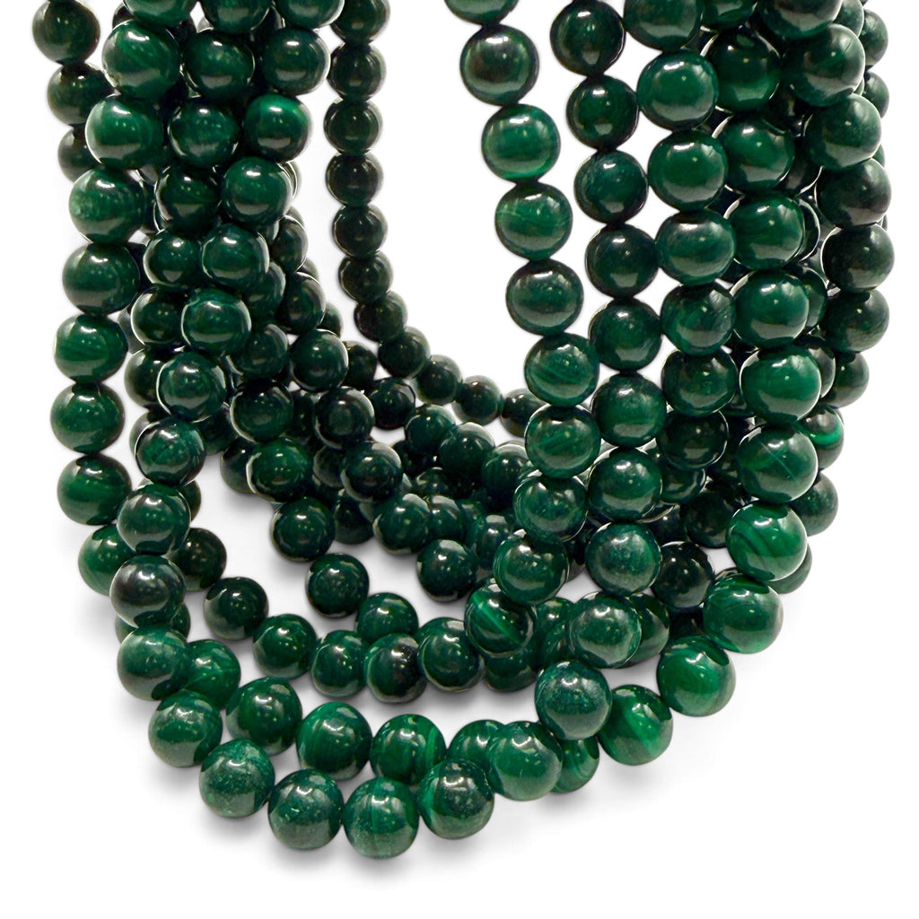 Dark Green Congo Malachite Beads From Africa - Subtle Banding - Natural Color - Smooth Round 8mm #B105