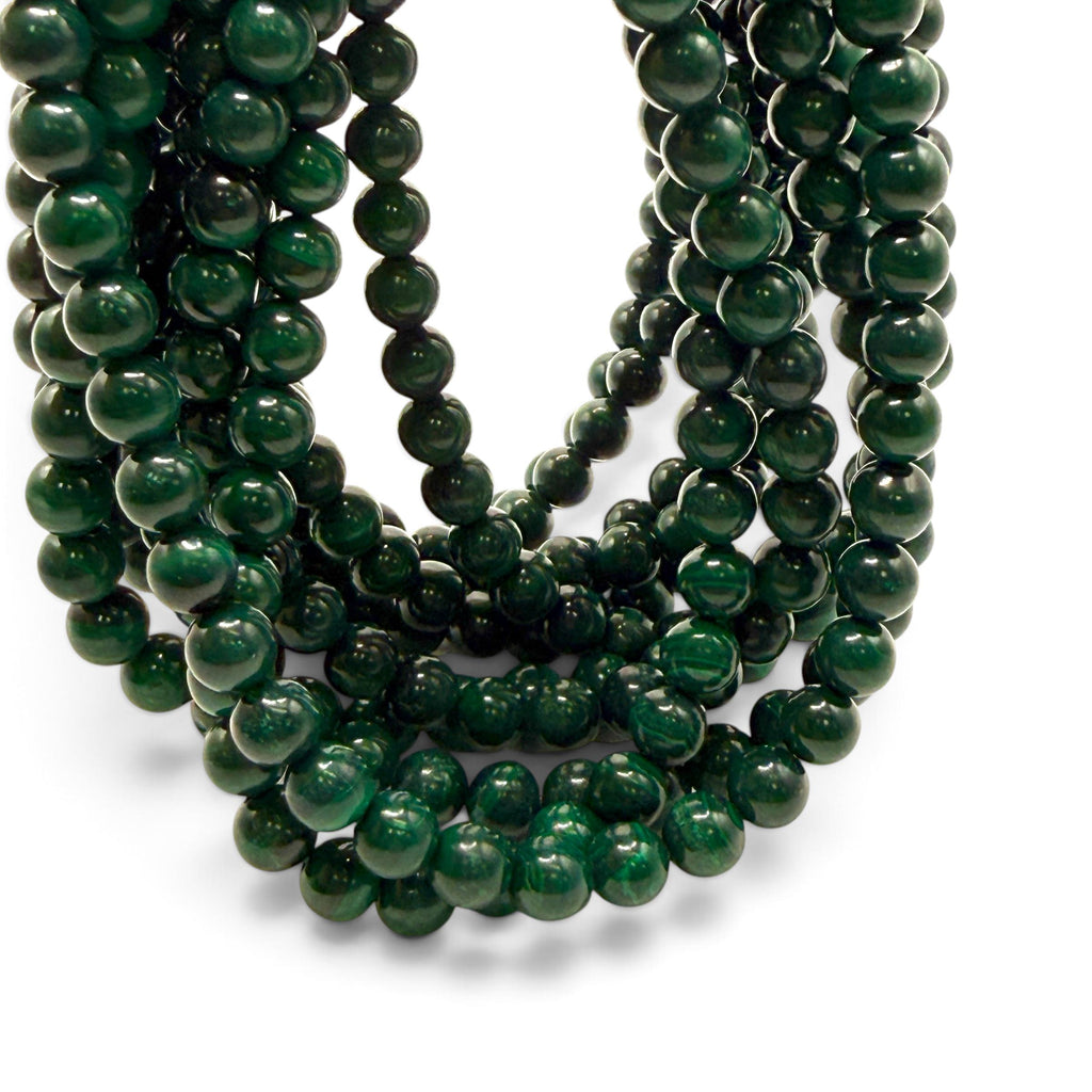 Dark Green Congo Malachite Beads From Africa - Subtle Banding - Natural Color - Smooth Round 8mm #B105
