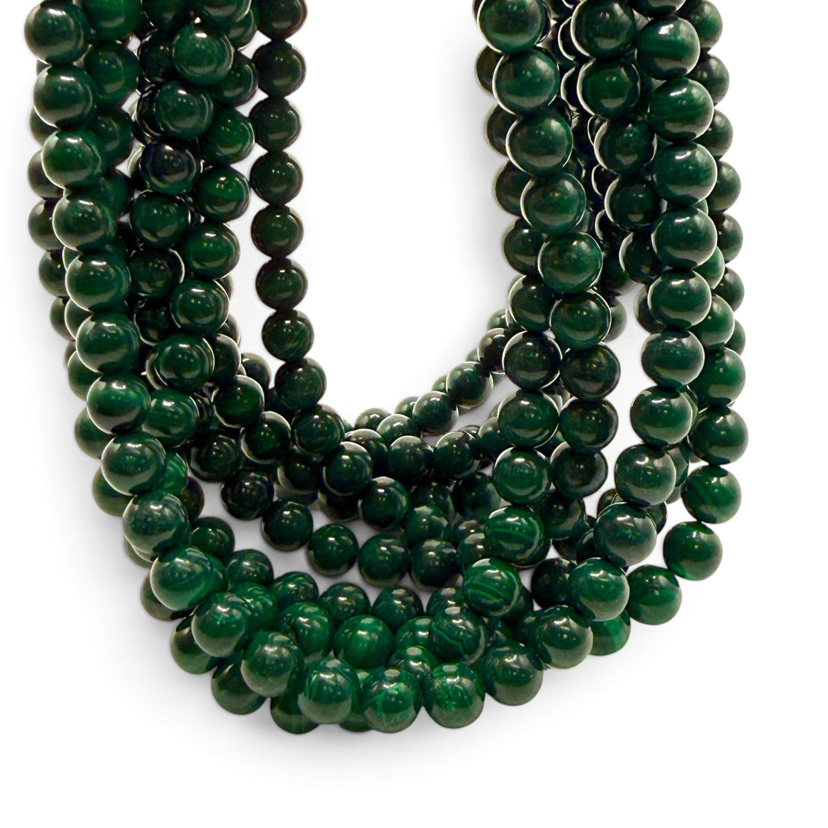 Dark Green Congo Malachite Beads From Africa - Subtle Banding - Natural Color - Smooth Round 8mm #B105