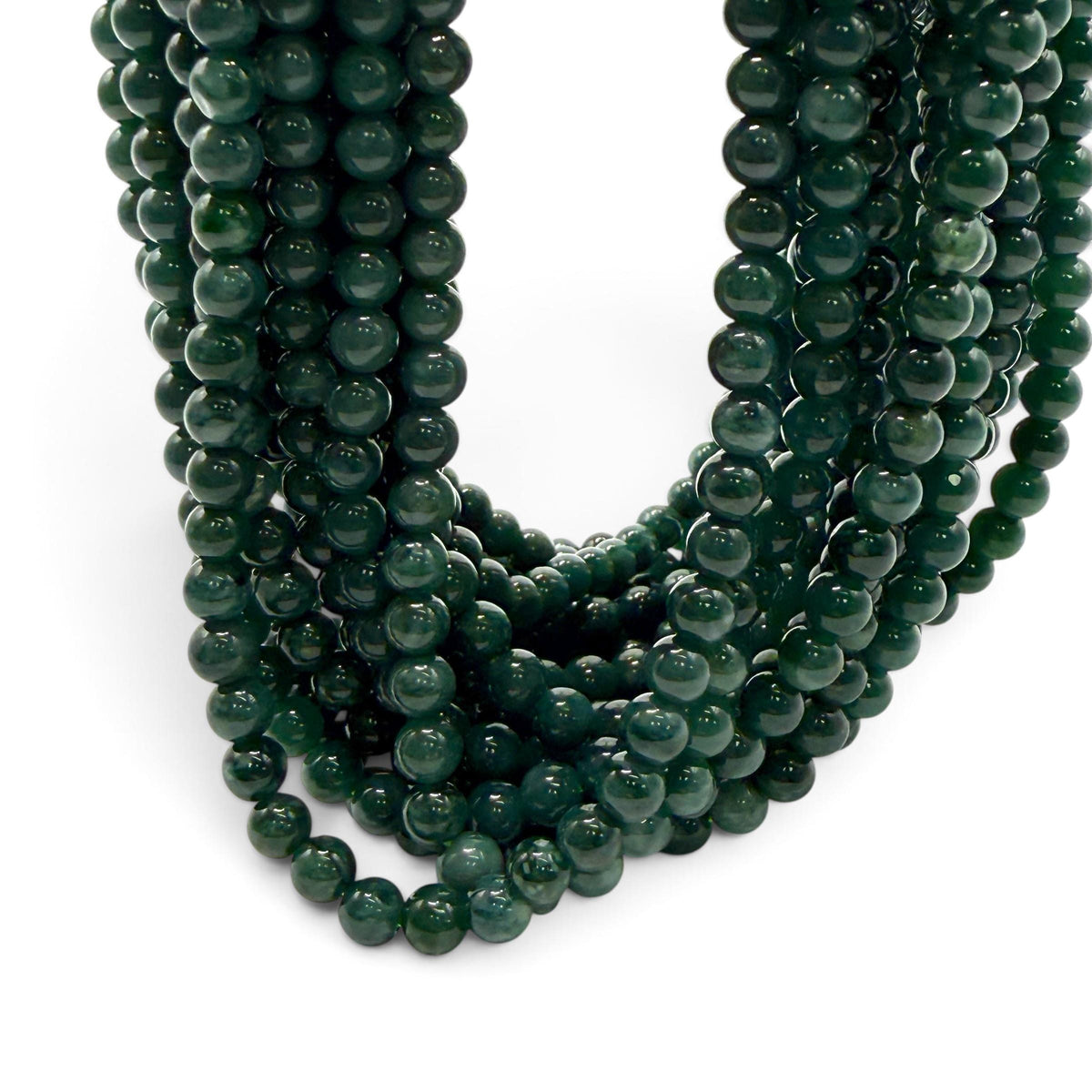 Darkest Guatemala Jade Beads - Motagua Region of Guatemala - AAA Natural Color - Smooth Round 4mm B103