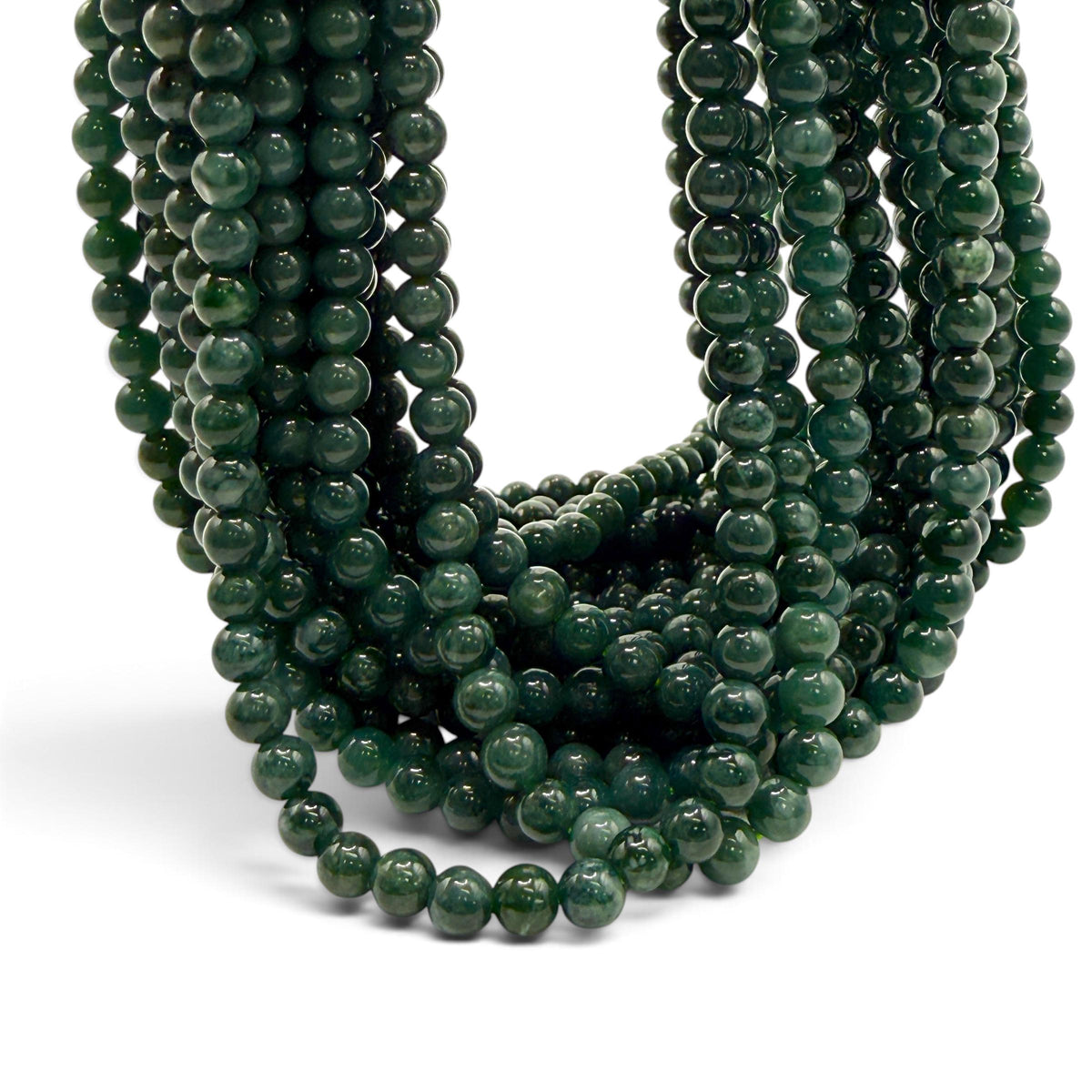 Darkest Guatemala Jade Beads - Motagua Region of Guatemala - AAA Natural Color - Smooth Round 4mm B103