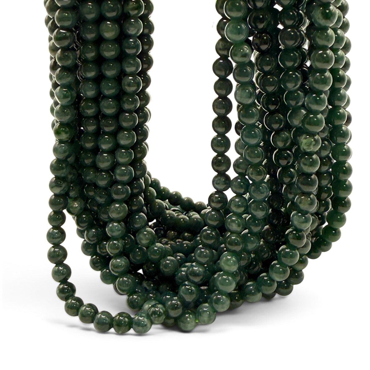 Darkest Guatemala Jade Beads - Motagua Region of Guatemala - AAA Natural Color - Smooth Round 4mm B103