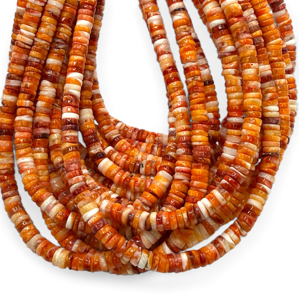 Orange Spiny Oyster Shell Beads Mexico - Native American Style - Men's Jewelry Making Supply - Multicolor Smooth Heishi 5mm #A111