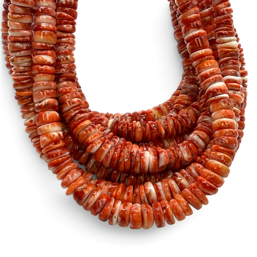 Dark Red Spiny Oyster Shell Beads Mexico - Native American Style - Men's Jewelry Making Supply -  Freeform Heishi 8mm #A112