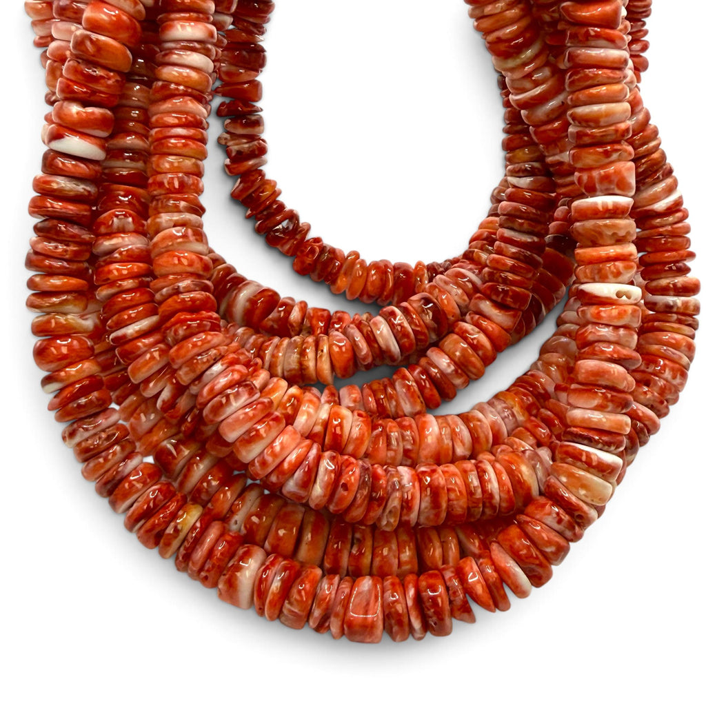 Dark Red Spiny Oyster Shell Beads Mexico - Native American Style - Men's Jewelry Making Supply -  Freeform Heishi 8mm #A112