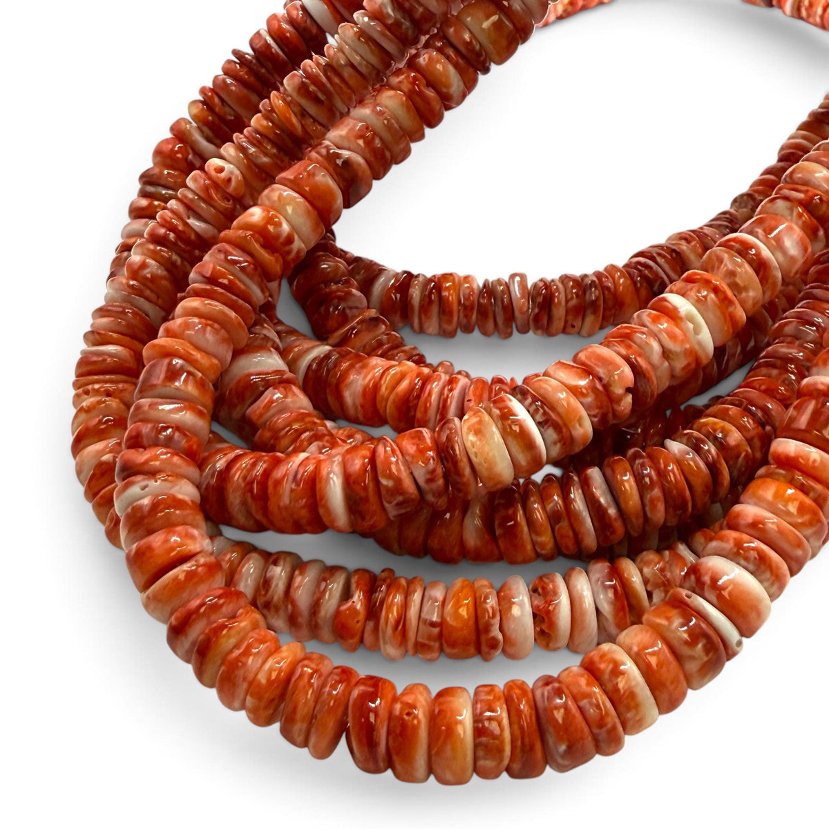 Dark Red Spiny Oyster Shell Beads Mexico - Native American Style - Men's Jewelry Making Supply -  Freeform Heishi 8mm #A112