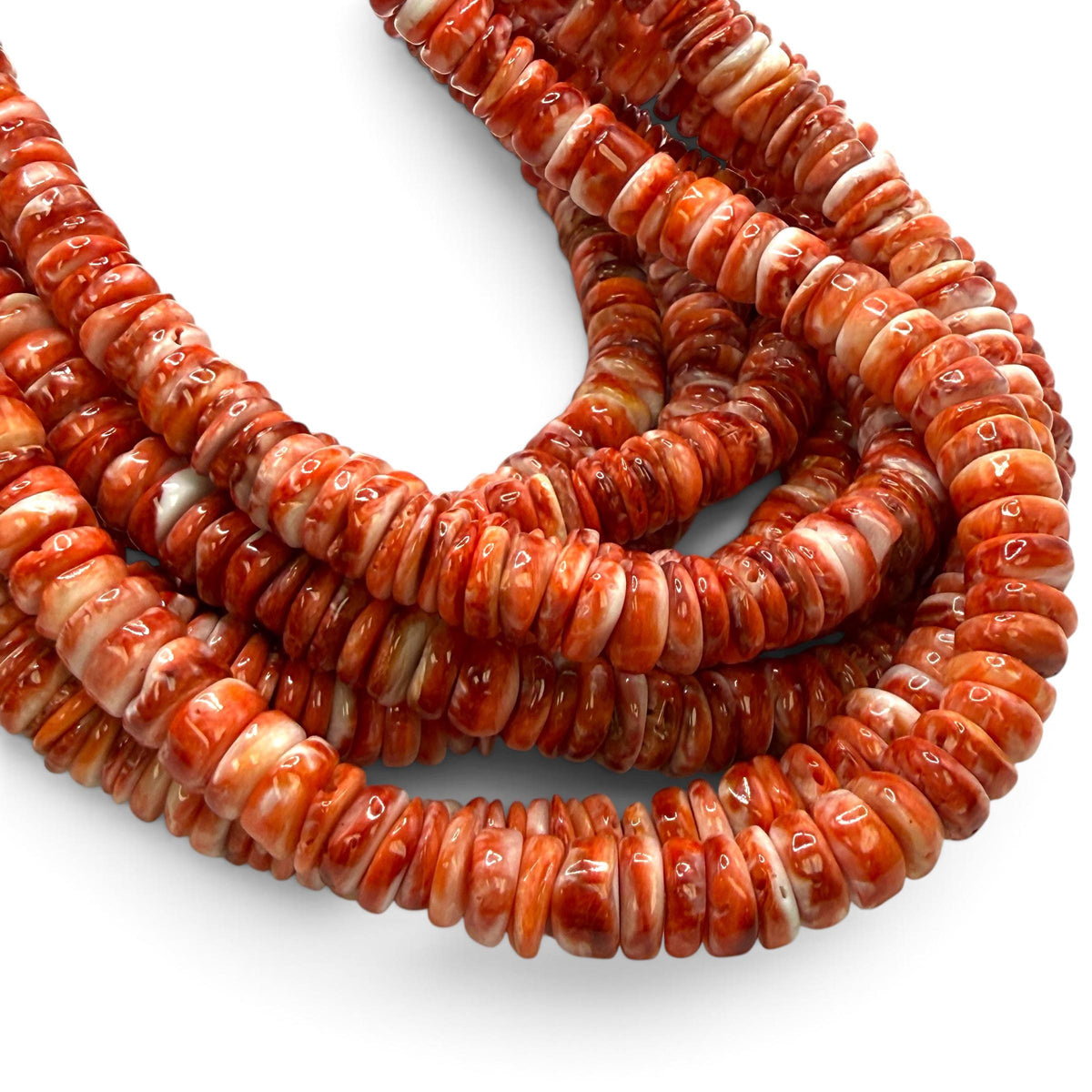 Dark Red Spiny Oyster Shell Beads Mexico - Native American Style - Men's Jewelry Making Supply -  Freeform Heishi 8mm #A112