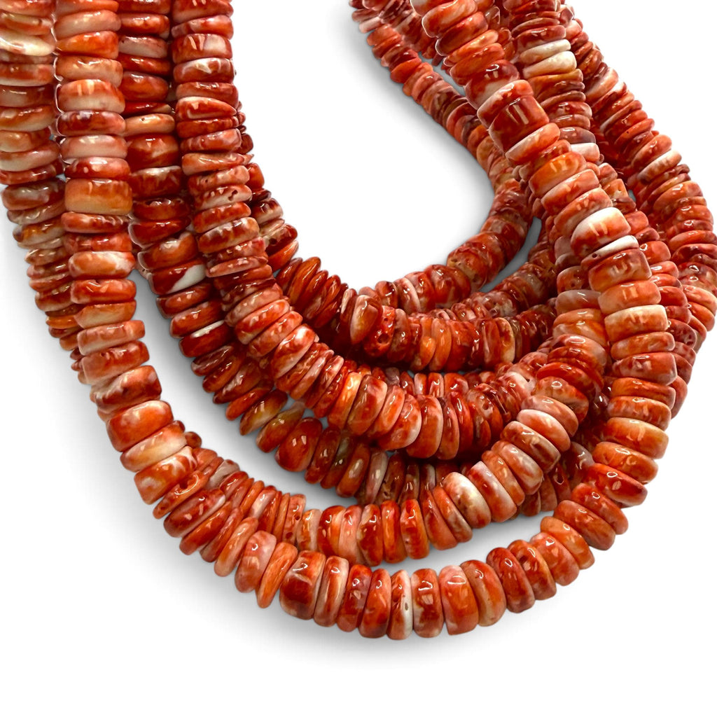 Dark Red Spiny Oyster Shell Beads Mexico - Native American Style - Men's Jewelry Making Supply -  Freeform Heishi 8mm #A112