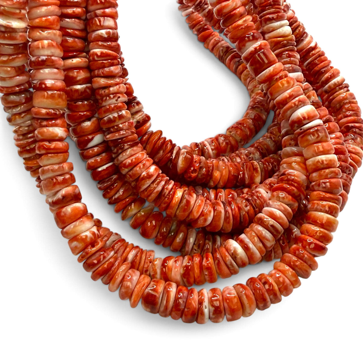 Dark Red Spiny Oyster Shell Beads Mexico - Native American Style - Men's Jewelry Making Supply -  Freeform Heishi 8mm #A112