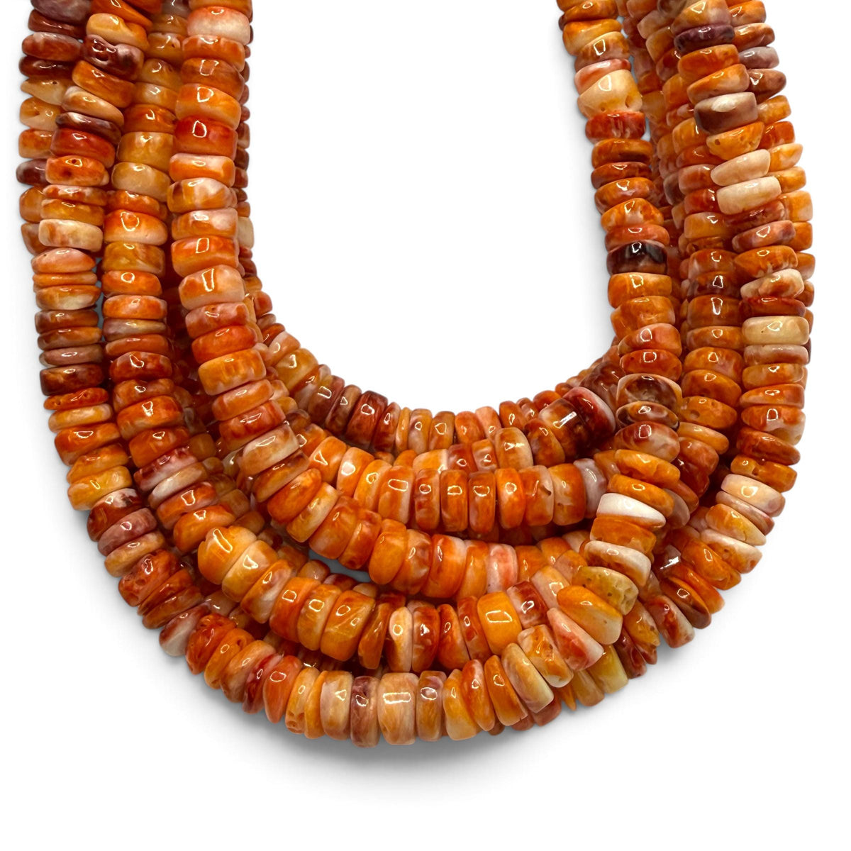 Dark Orange Spiny Oyster Shell Beads Mexico - Native American Style - Men's Jewelry Making Supply -  Freeform Heishi 7mm #A113