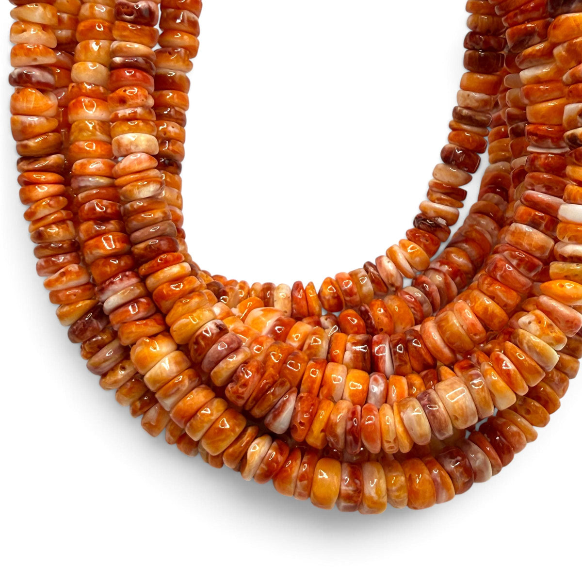 Dark Orange Spiny Oyster Shell Beads Mexico - Native American Style - Men's Jewelry Making Supply -  Freeform Heishi 7mm #A113