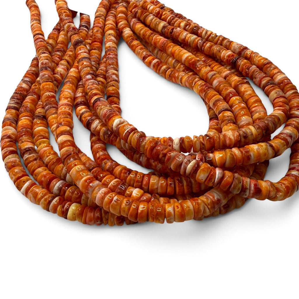Dark Orange Spiny Oyster Shell Beads Mexico - Native American Style - Men's Jewelry Making Supply -  Freeform Heishi 7mm #A113