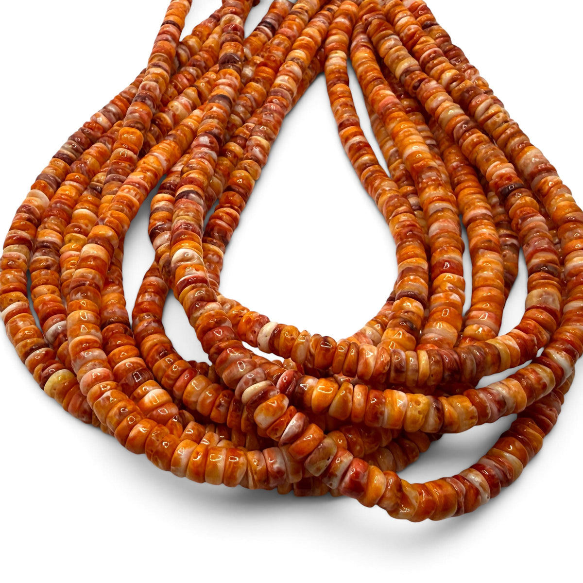 Dark Orange Spiny Oyster Shell Beads Mexico - Native American Style - Men's Jewelry Making Supply -  Freeform Heishi 7mm #A113