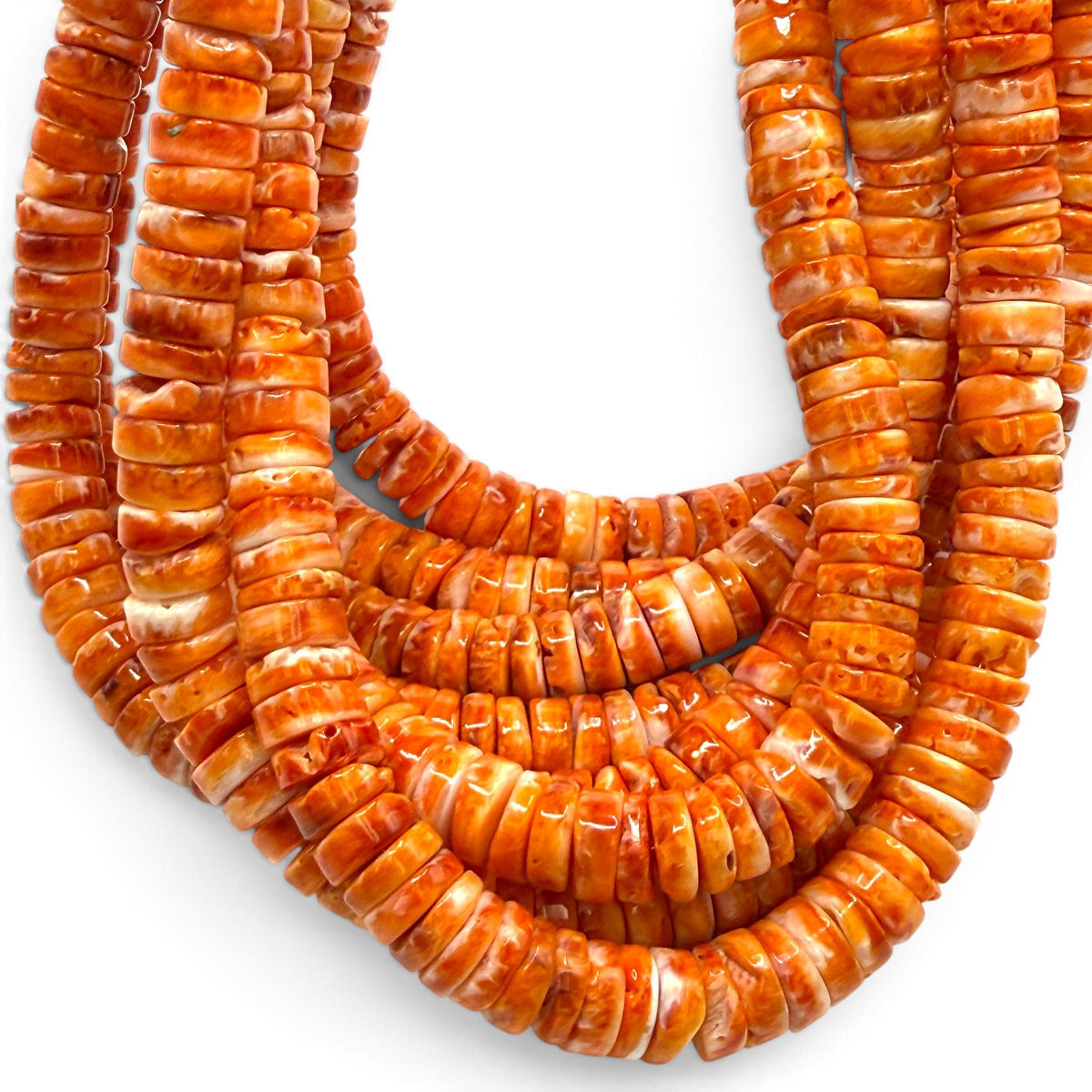 Dark Orange Spiny Oyster Shell Beads Mexico - Native American Style - Men's Jewelry Making Supply -  Freeform Heishi 10mm #A114