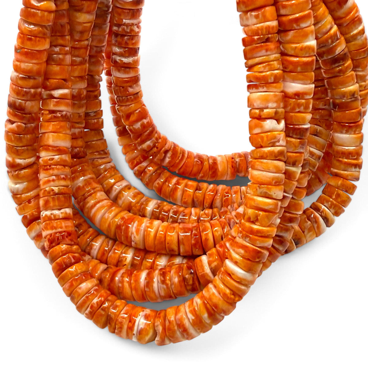 Dark Orange Spiny Oyster Shell Beads Mexico - Native American Style - Men's Jewelry Making Supply -  Freeform Heishi 10mm #A114