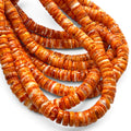 Dark Orange Spiny Oyster Shell Beads Mexico - Native American Style - Men's Jewelry Making Supply -  Freeform Heishi 10mm #A114