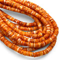 Orange Spiny Oyster Shell Beads Mexico - Native American Style - Men's Jewelry Making Supply - Multicolor Smooth Heishi 6mm #A112