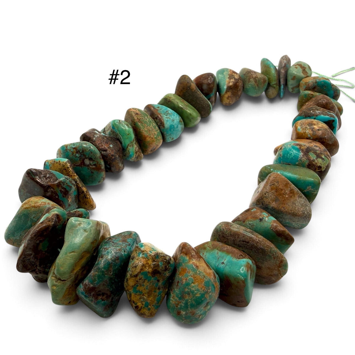 Gigantic Graduated Turquoise Beads - Earthy Green & Brown with Matrix - Untreated with No Dye - Rough Cut Freeform Nugget 18-30mm SKU#B108