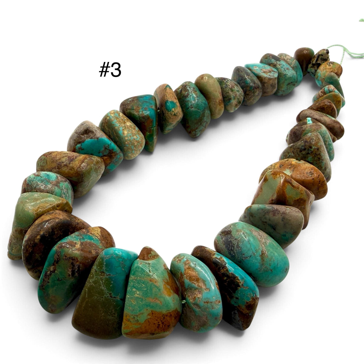 Gigantic Graduated Turquoise Beads - Earthy Green & Brown with Matrix - Untreated with No Dye - Rough Cut Freeform Nugget 18-30mm SKU#B108
