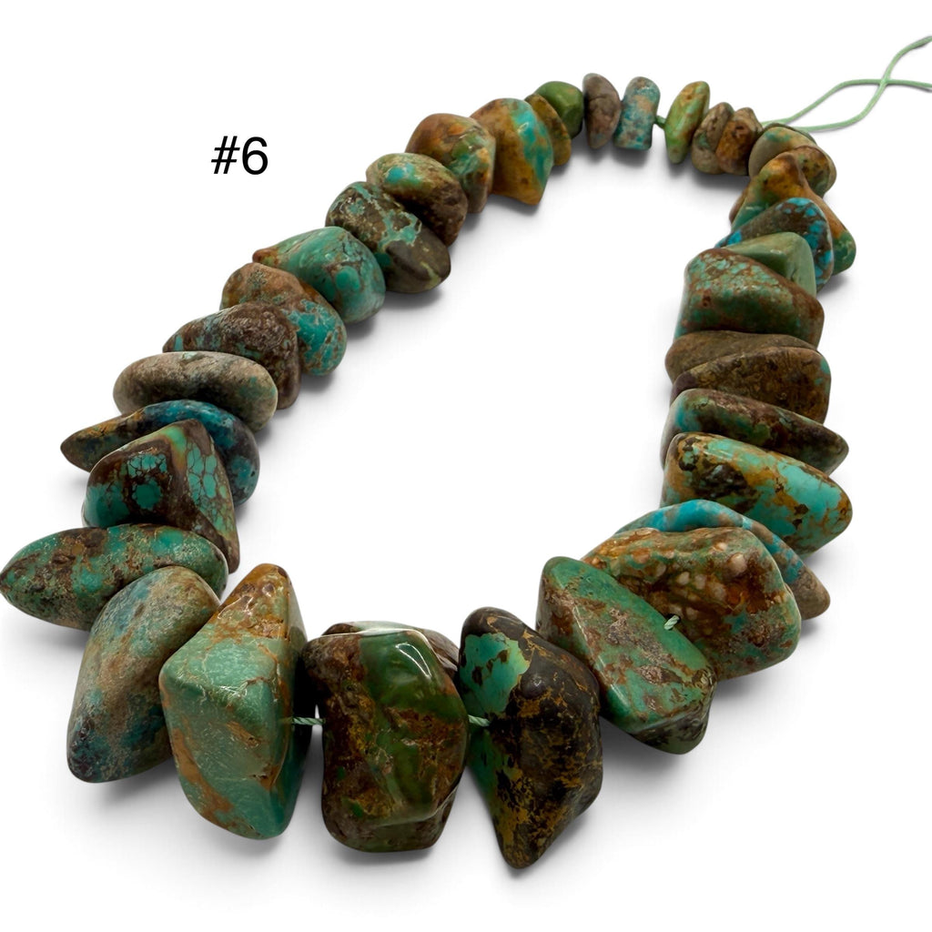 Gigantic Graduated Turquoise Beads - Earthy Green & Brown with Matrix - Untreated with No Dye - Rough Cut Freeform Nugget 18-30mm SKU#B108