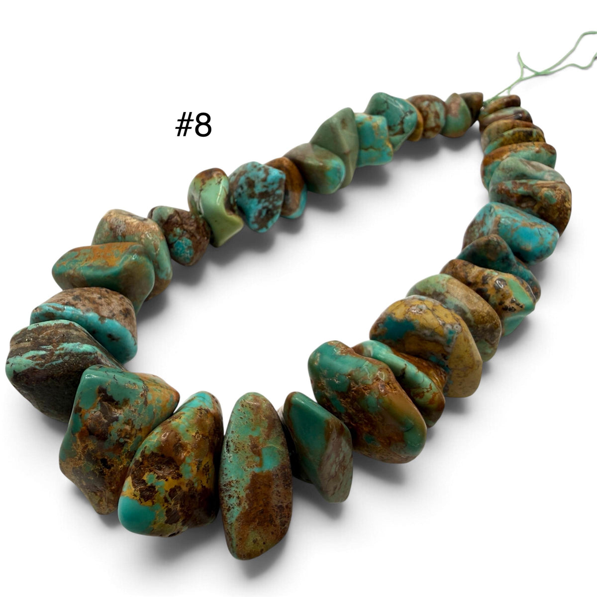 Gigantic Graduated Turquoise Beads - Earthy Green & Brown with Matrix - Untreated with No Dye - Rough Cut Freeform Nugget 18-30mm SKU#B108