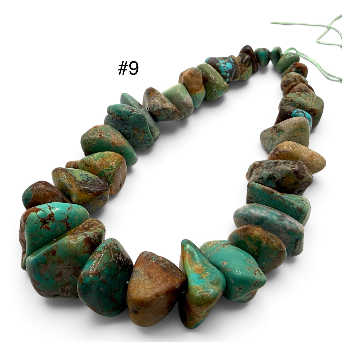 Gigantic Graduated Turquoise Beads - Earthy Green & Brown with Matrix - Untreated with No Dye - Rough Cut Freeform Nugget 18-30mm SKU#B108
