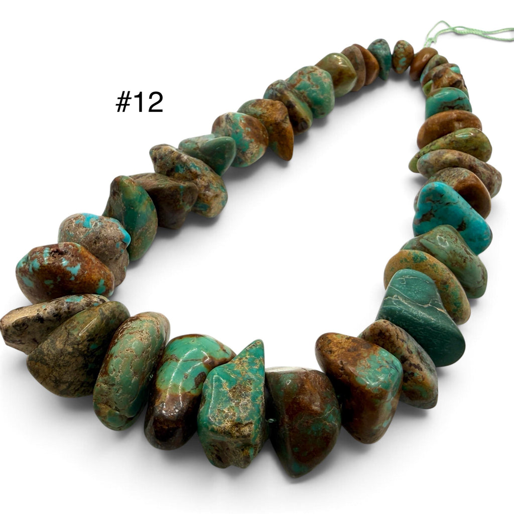 Gigantic Graduated Turquoise Beads - Earthy Green & Brown with Matrix - Untreated with No Dye - Rough Cut Freeform Nugget 18-30mm SKU#B108