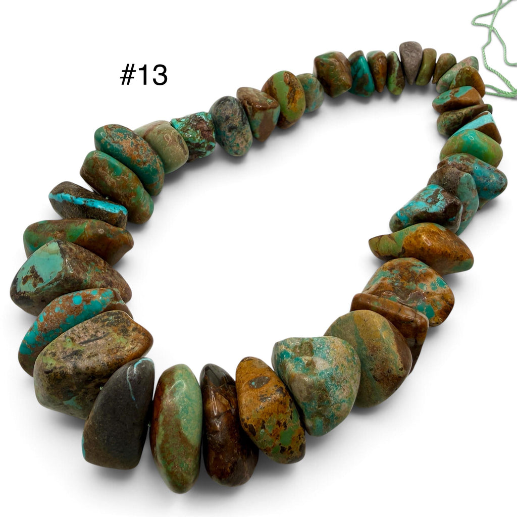 Gigantic Graduated Turquoise Beads - Earthy Green & Brown with Matrix - Untreated with No Dye - Rough Cut Freeform Nugget 18-30mm SKU#B108