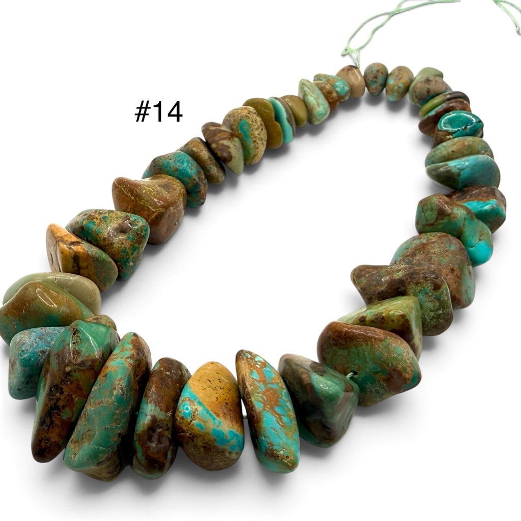 Gigantic Graduated Turquoise Beads - Earthy Green & Brown with Matrix - Untreated with No Dye - Rough Cut Freeform Nugget 18-30mm SKU#B108